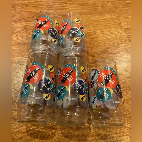 Vintage 1995 Coca Cola Always Glass Cup Set of 5 - Picture 3 of 8
